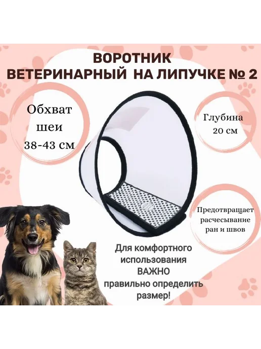 Воротник для животных пластик белый размер 4-2 ВЖм, белый, фото 2