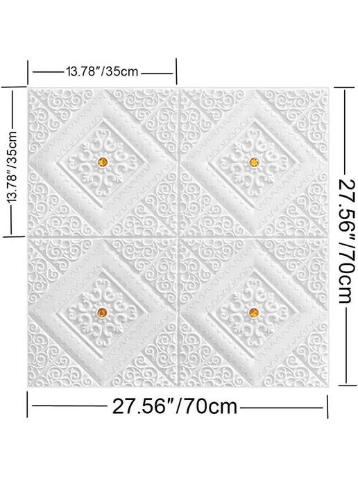 Потолочная плитка 10 шт 70*70 см белый, 70x70 см, 10 шт, фото 6