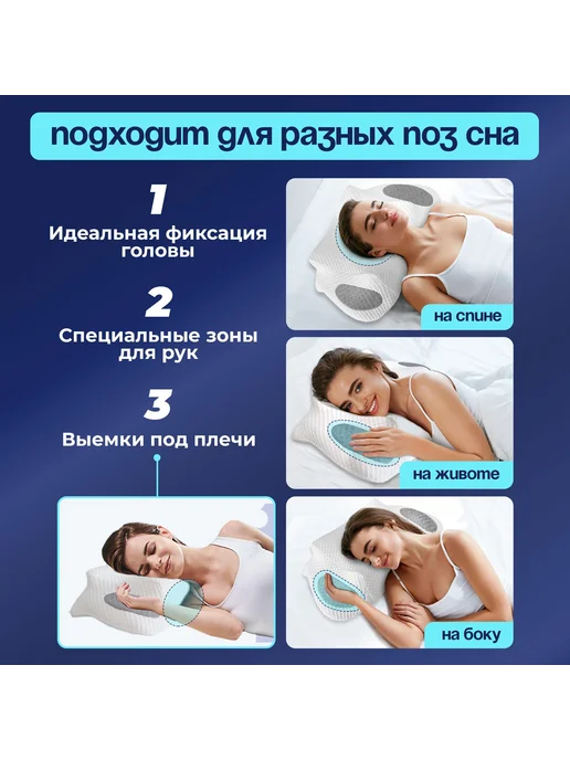 Ортопедическая подушка 35x60см, высота 15 см, 35x60 см, фото 7