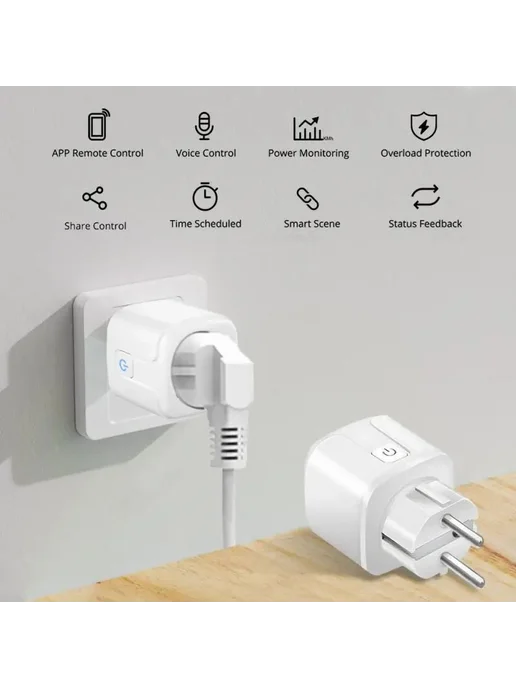 Умная розетка Tuya WiFi 20A Wi-Fi Bluetooth Белый, белый, фото 5