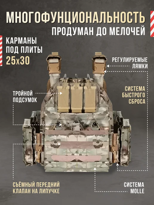 ТОЧКА ПРИЦЕЛА Разгрузочный жилет тактический Yakeda с бронеплитами БР5, коричневый, фото 2