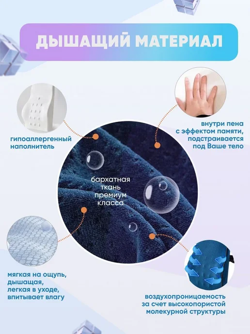 Ортопедическая подушка 135x150, 140x140, высота 43см Велюр, 135x150, фото 3