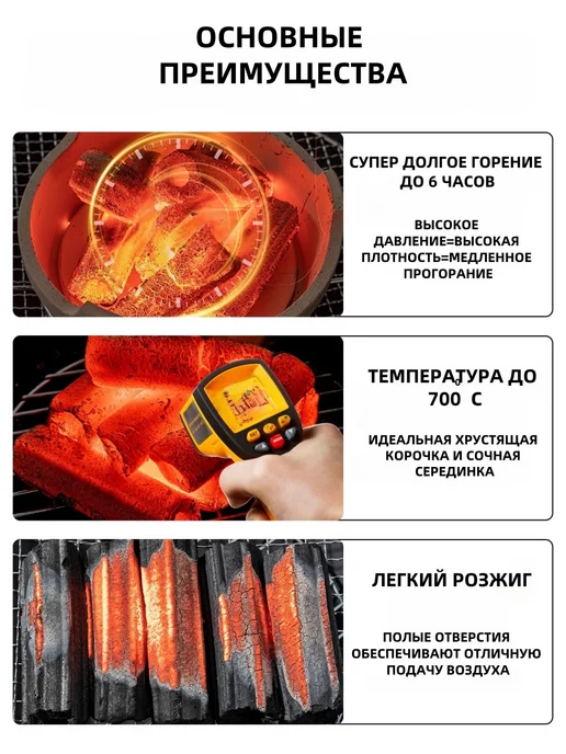 Уголь для мангала древесный отборный в коробке 10 кг, 10 кг, фото 2