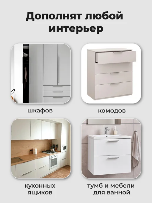 Birdhouse Ручки для мебели и кухонного гарнитура скрытые, серый, фото 5