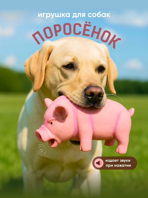 SSY Пищалка игрушка для собак резиновая свинья хрюкающая, розовый