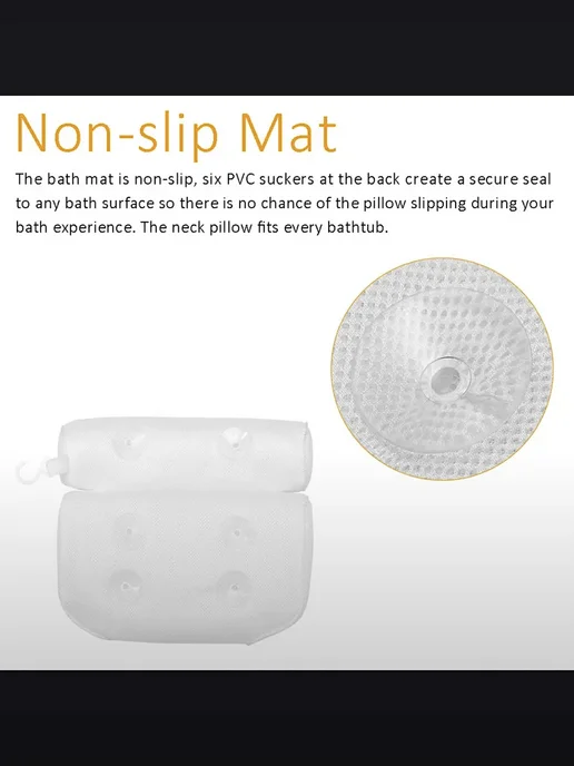 ECOHOMELY Подушка для ванны на присосках, белый, фото 2