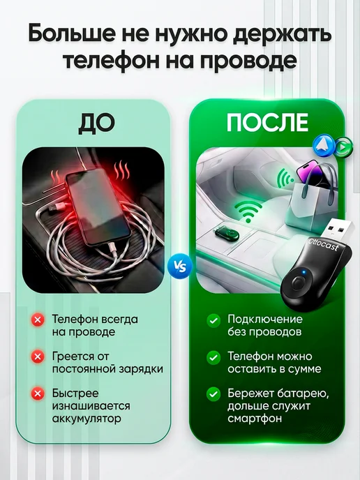 Carlinkit Беспроводной адаптер Carplay и Android Auto, черный, фото 3
