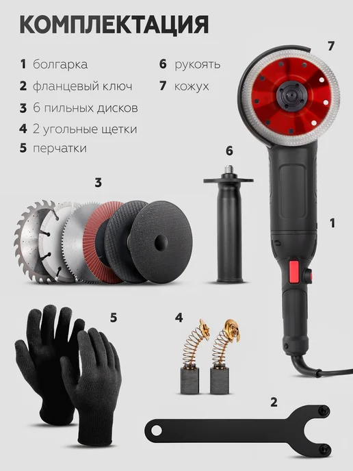 MANCRAFT Болгарка электрическая 125мм с регулировкой оборотов, черный, фото 2