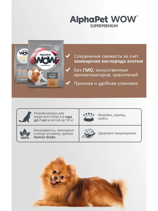 Сухой корм AlphaPet для собак, мелкие, индейка, 14 кг, фото 6