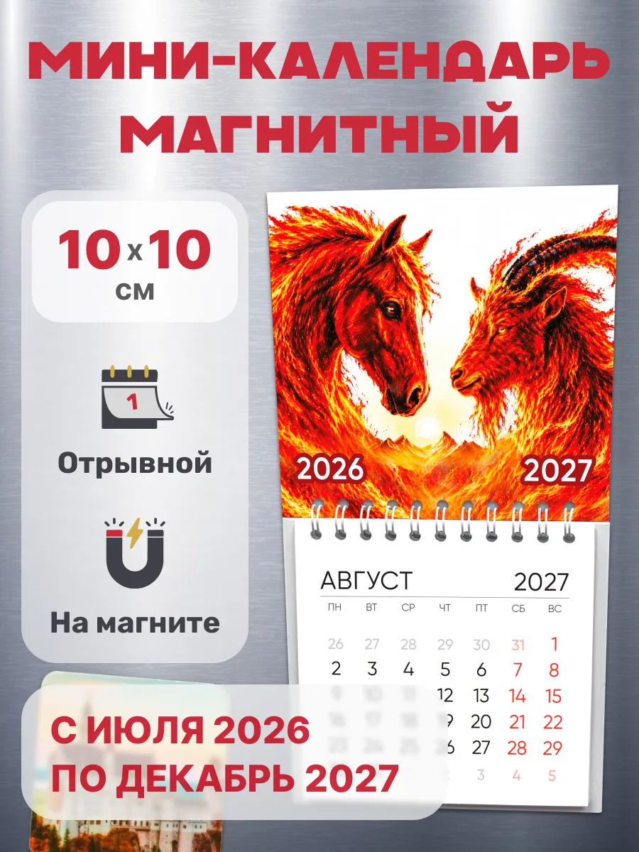 Календарь на магните на холодильник по декабрь 2027 года