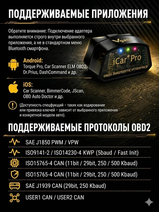 Aermotor Автосканер iCar Pro V2.3 ELM327 BT4.0 OBD 2 адаптер, BT4.0 OBD 2 адаптер, фото 2