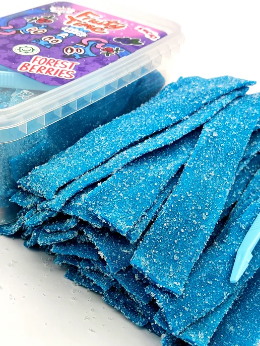 Fruity time Жевательный мармелад голубая малина 250гр ремешки кислые, 700 г, фото 4