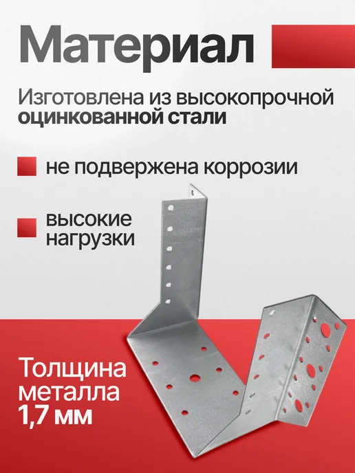 Все полотна Опора бруса открытая 50х140 мм (10 шт.), 150x150 мм, 10 шт, фото 4