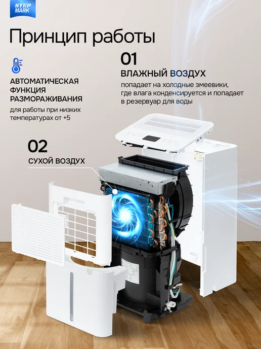 Step Mark Осушитель воздуха бытовой для дома, квартиры и подвала 10 л, 16 л, фото 3