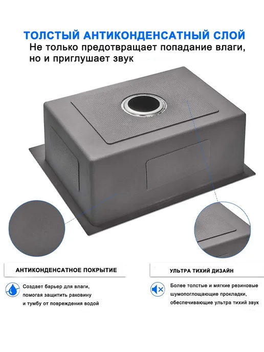 Warwolf Мойка для кухни из нержавеющей стали 50*45, 60x50 см, фото 7