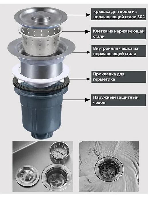 Warwolf Мойка для кухни из нержавеющей стали 50*45, 50x50 см, фото 6