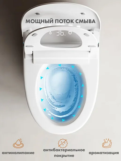 HAITEC Смарт унитаз HT-ESTR08 с функцией биде, подогревом сиденья, белый, фото 2
