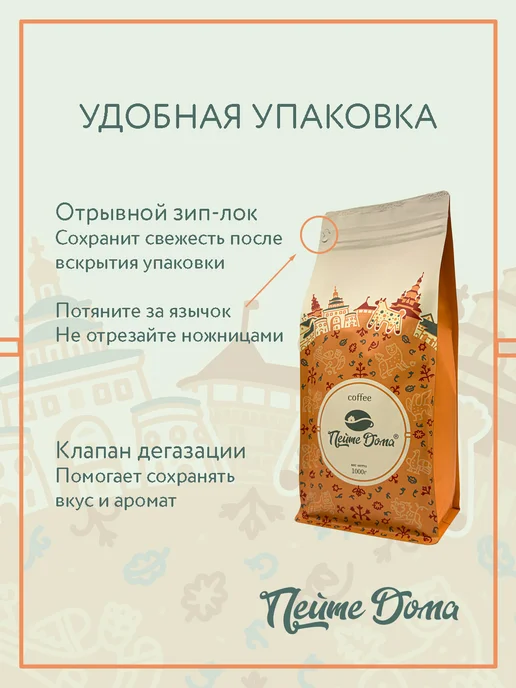 Пейте Дома Набор кофе в зернах 500 г Красный апельсин, Черная смородина, 500 г, фото 8
