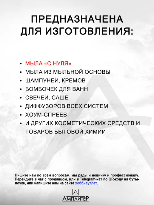 Ampliter Отдушка нулевка Ветивер и золотая ваниль 100мл, 100 мл, фото 7