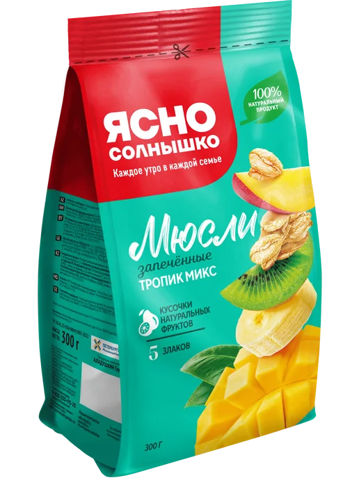 Ясно солнышко Мюсли запеченные Тропик микс 250 грамм х 2 шт, 3 шт, 300 г, фото 2