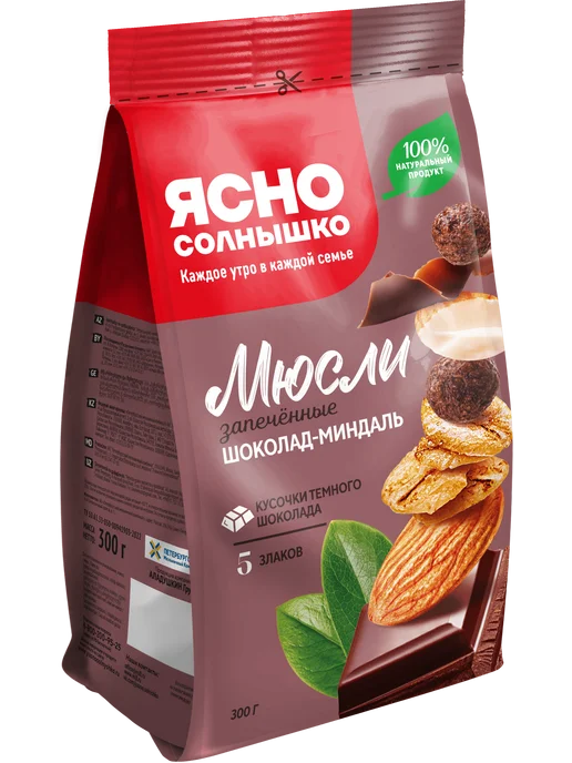Ясно солнышко Мюсли шоколад-минадль 2 шт. по 300 гр, 2 шт, 300 г, фото 2