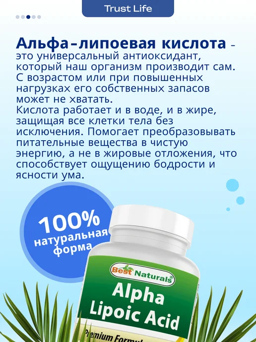 Best Naturals Альфа-липоевая кислота 120 капсул 300 мг, вариант, фото 3