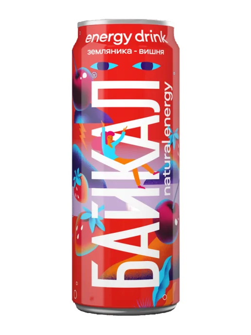 Байкал natural energy Энергетик Natur Energy Земляника-Черная вишня 0,45л 12шт, 0,45 л, 12 шт, фото 4