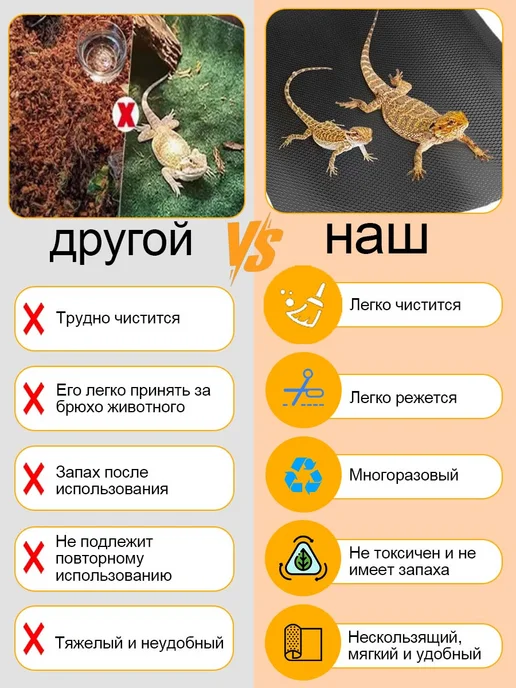 Противоскользящий коврик для рептилий, черный, фото 4