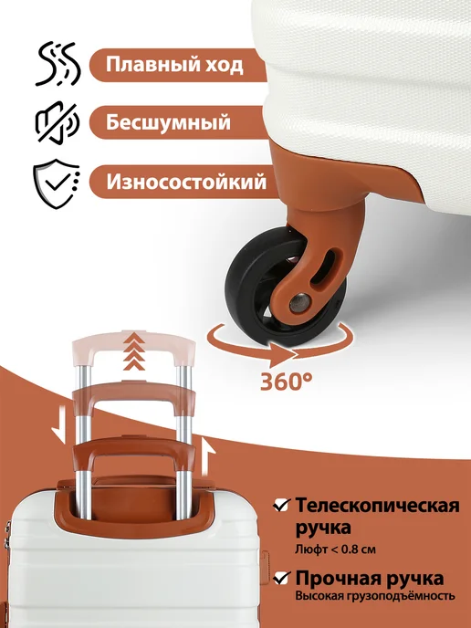 Hakimi Набор чемоданов M с pучная сумка и kосметичка, белый, фото 4