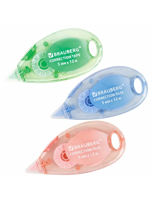 Brauberg Корректирующая лента, 5 мм x 12 м, механизм перемотки,3 шт, 12 м, фото 2