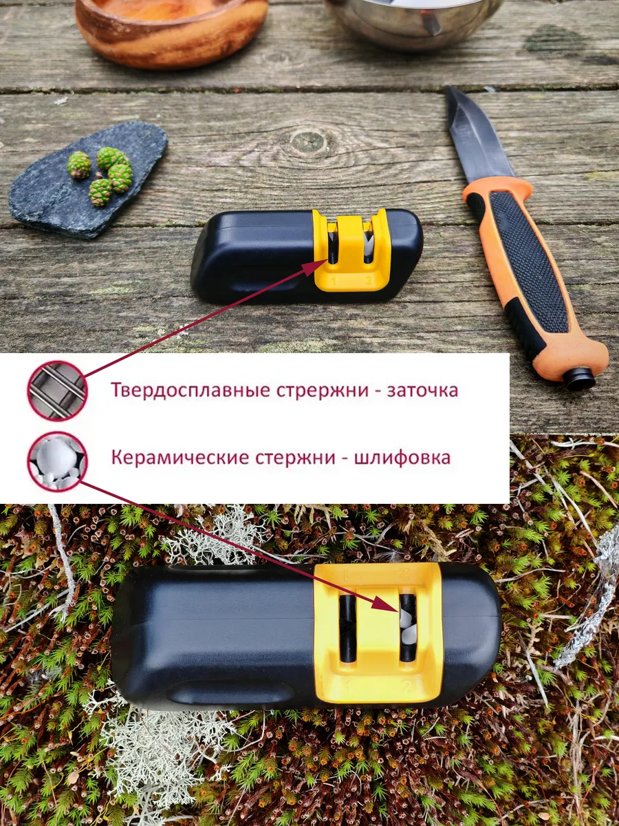 Миниатюрная точилка для ножей с открывалкой походная