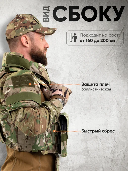 АльянсZ Бронежилет тактический штурмовой с плитами БР5 быстросъем, зеленый, фото 4