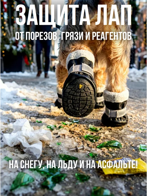 Zoostyle Ботинки для собак мелких пород черные с носками, черный, фото 3