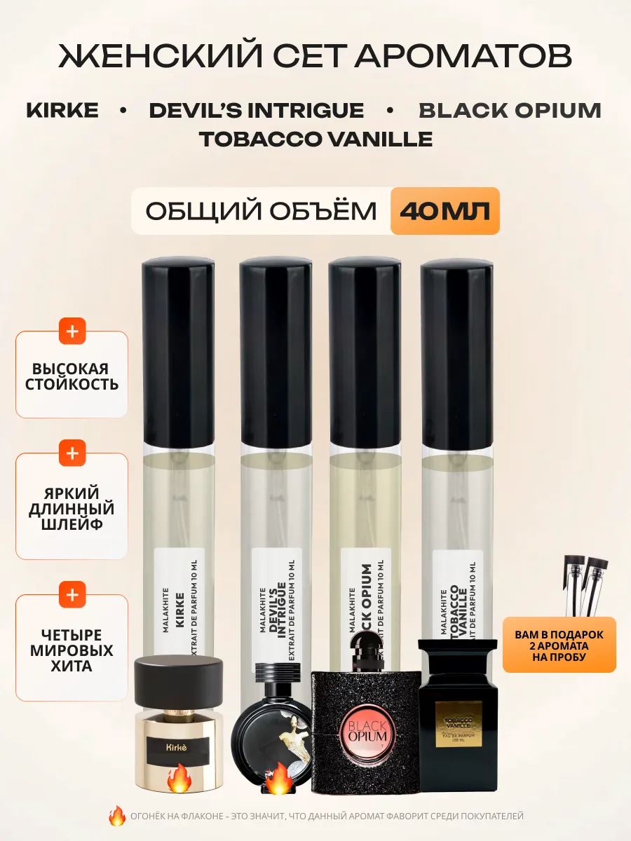Духи Kirke, Devils Intrigue, Black Opium, Tobacco Vanille