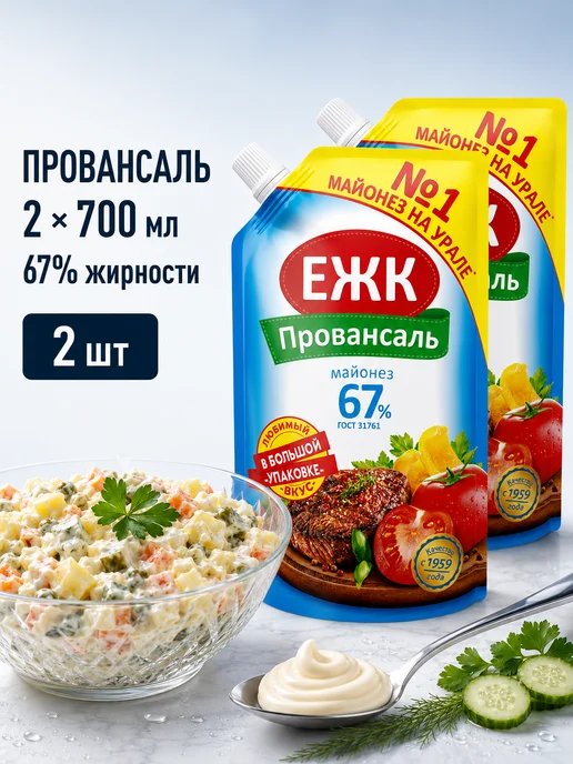 ЕЖК Майонез Провансаль 67%, 700 мл 2шт, 700 мл, 2 шт