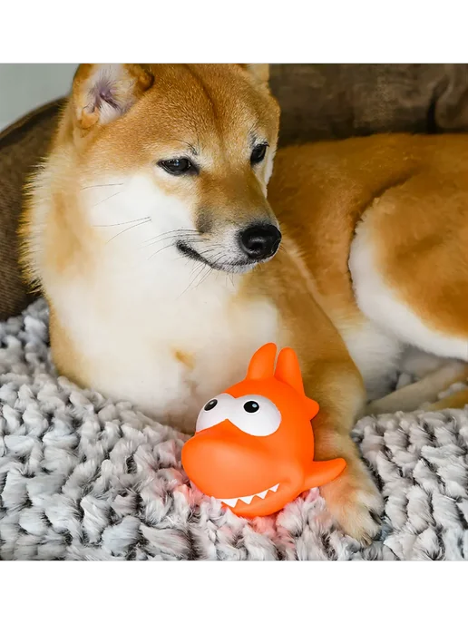 PetShop Игрушка для собак "Акула", 11,5х9см Tappi, оранжевый, фото 4
