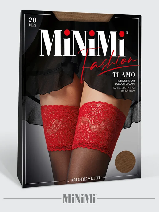 Minimi Чулки тонкие TI AMO 20 den кружевные, красный, фото 2