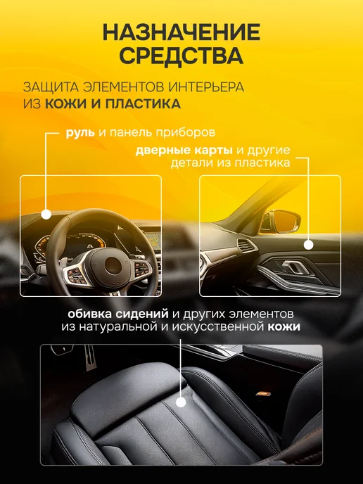 Полироль пластика и кожи салона автомобиля 100 мл, 100 мл, фото 4