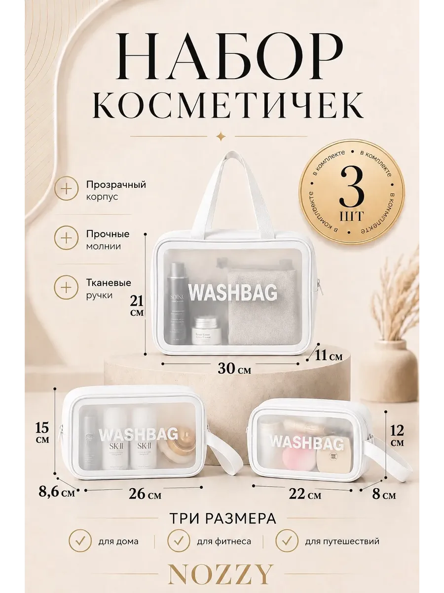 Косметичка дорожная большая для косметики