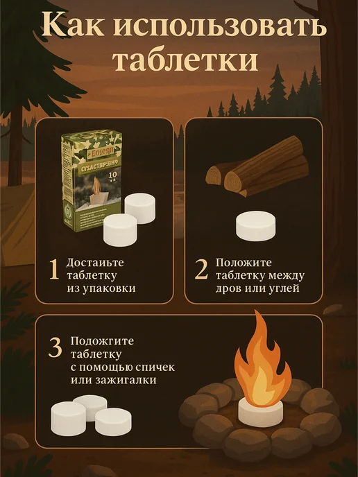 ВсеДляВсех Сухое горючее таблетки для розжига, 10 шт, фото 3