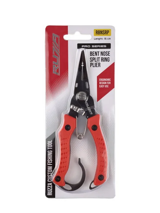 RUZZA Плоскогубцы рыболовные Bent Nose Split Ring Pliers 15см, красный, фото 5