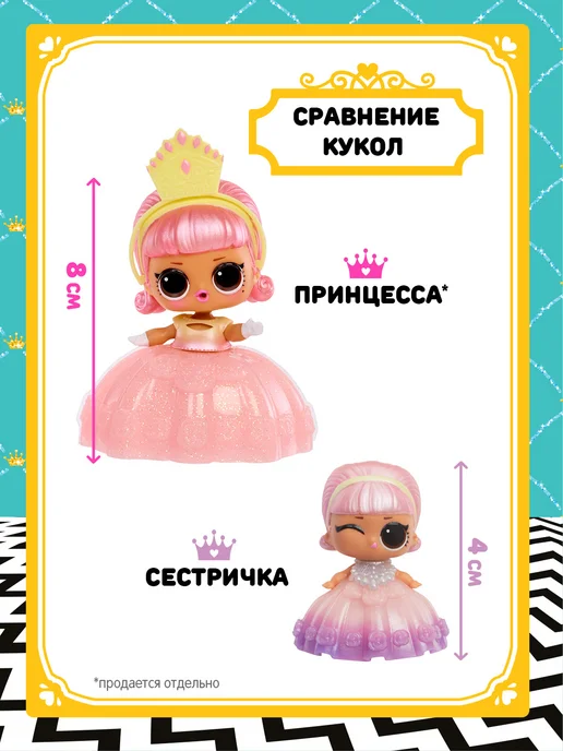 L.O.L. Surprise! ЛОЛ СЮРПРАЙЗ Кукла сюрприз в шаре Сестричка Принцессы, розовый, фото 6