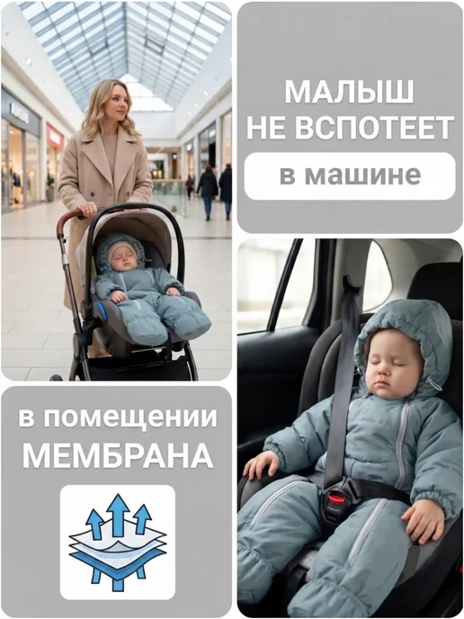 Сонный гномик Комбинезон демисезонный для новорожденных, голубой, фото 5