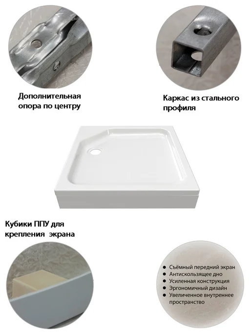 Поддон душевой акриловый Triton, прямоугольный 100х80, 100x80, фото 3