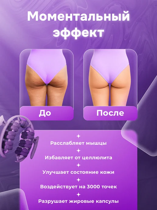 Health Galaxy Массажер роликовый антицеллюлитный для рук и ног, фиолетовый, фото 2