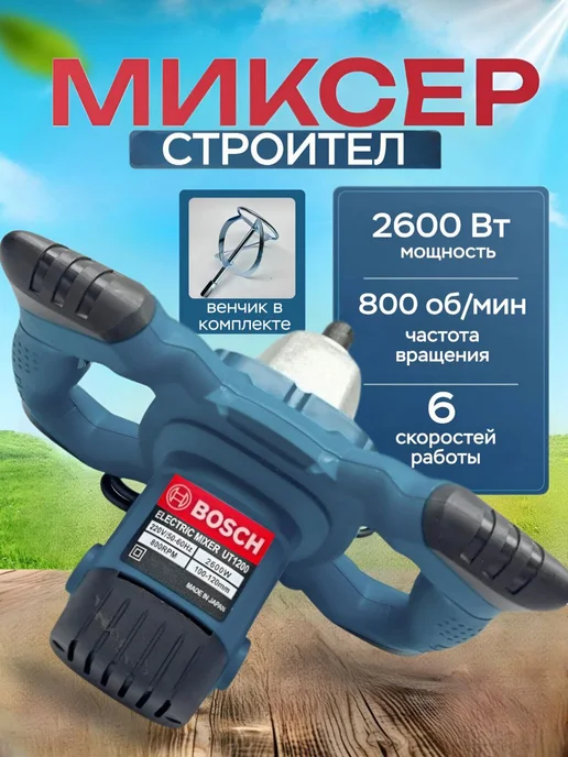 Миксер строительный электрический Bosch, синий
