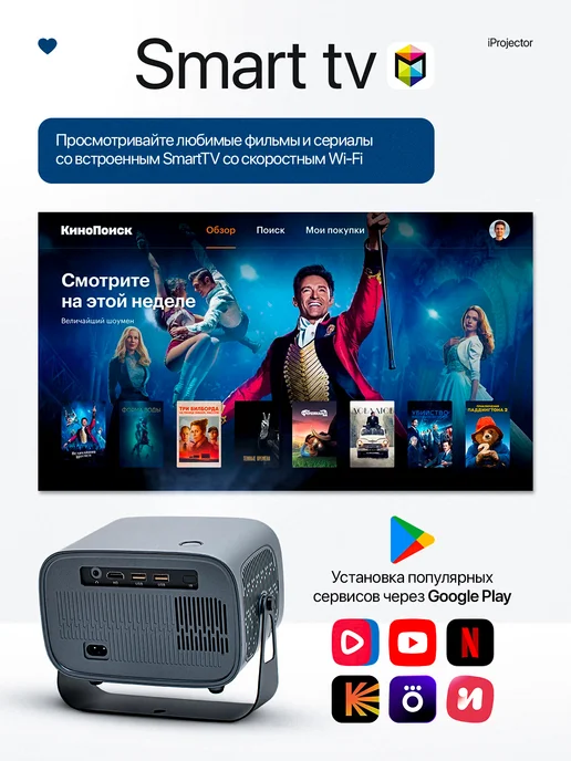 iProjector Проектор для фильмов, серый, фото 3