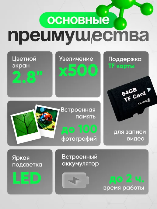 WALINUR Микроскоп бинокль детский карманный цифровой 2 в 1, вариант, фото 6