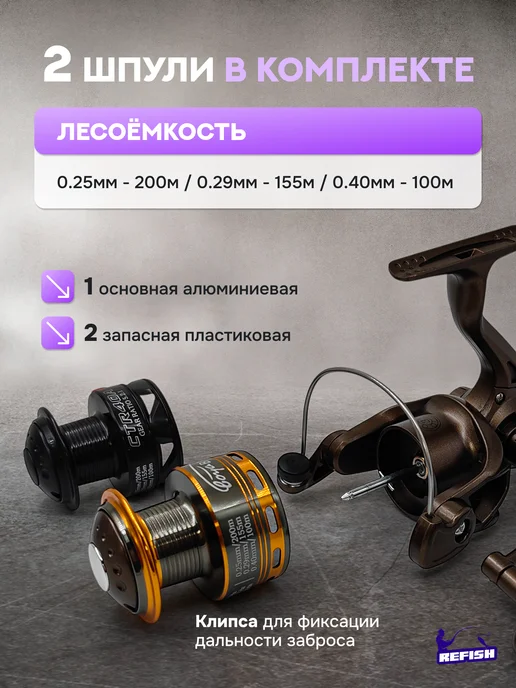 REfish Катушка для рыбалки 4000 безынерционная, черный, фото 5