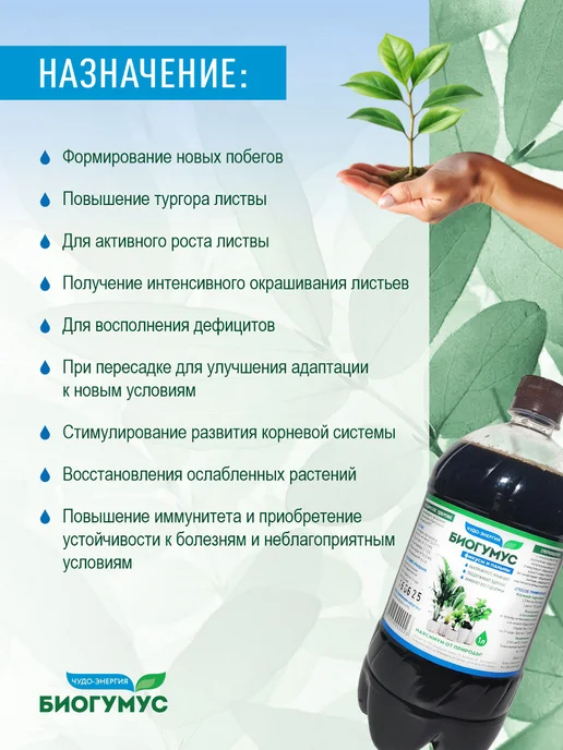 КФХ "Докшицкая станица" Удобрение для фикусов и пальм Биогумус жидкий, вариант, фото 3